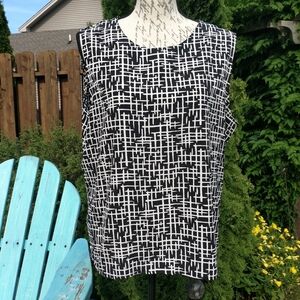 Notations XL Sleeveless Blouse Black White!